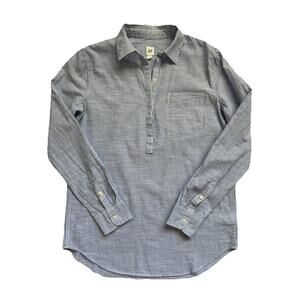 NWT Gap Shirt Women XS Striped Blue White Boyfriend Popover Long Sleeves Cotton